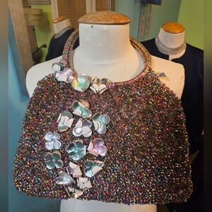 Multicolor Woven Anteprima Unicorn Handbag with Floral Accents